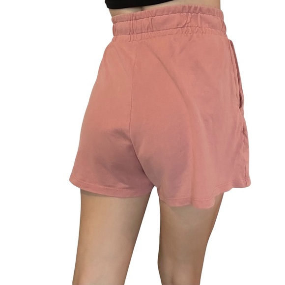 Zara Pull On Shorts Pink High Waisted Cotton Casual Lounge Summer Size Medium - Picture 2 of 3